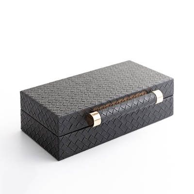 Шкатулка для драгоценностей 35.2x27x11.5cm подарочной коробки комнаты прожития входа черная кожаная