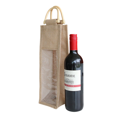 Разливать фестиваль по бутылкам пива сумки Tote мешковины вина Recyclable с окном PVC