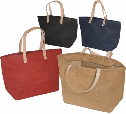Сумка Tote мешковины хлопка домочадца большая с кожаной ручкой