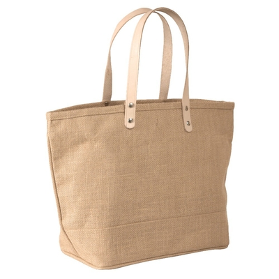 Сумка Tote мешковины хлопка домочадца большая с кожаной ручкой