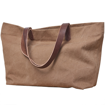 Сумка Tote кожаной ручки кожи сумки Tote холста плеча складная
