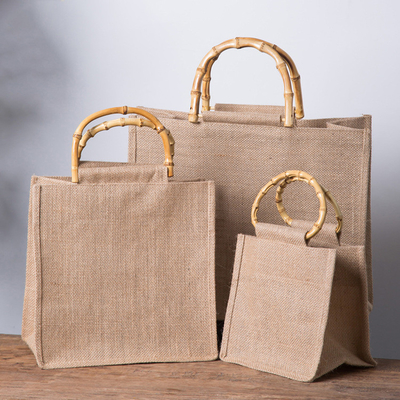 хорошая цена Многоразовая ходя по магазинам ручка сумки Tote джута сумки Tote мешковины бамбуковая онлайн